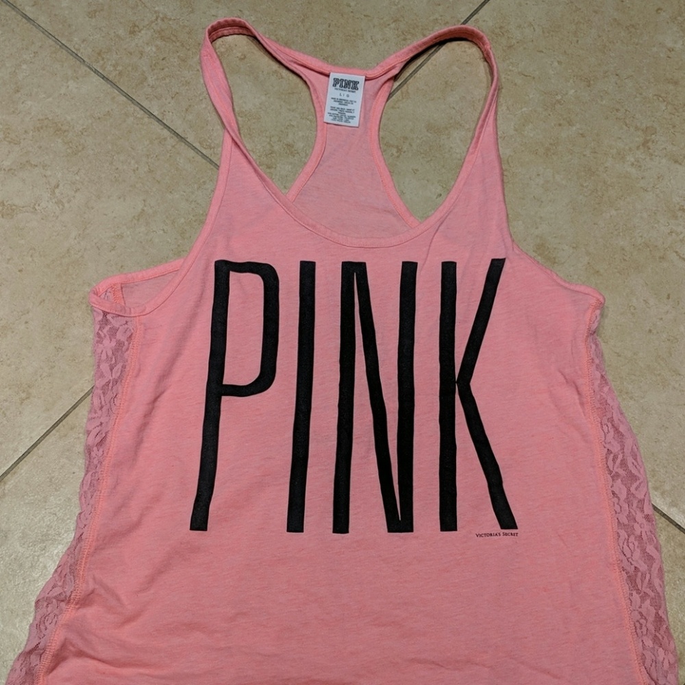 Pink Racerback by VS size L with lace sides